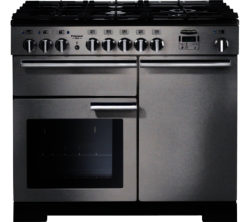 RANGEMASTER  Professional Deluxe 100 Dual Fuel Range Cooker - Stainless Steel & Chrome
